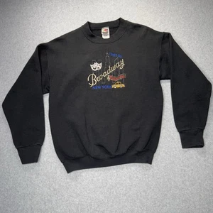 VTG New York Times Square Broadway Embroidered Sweatshirt Size M Black 90s Y2K - Picture 1 of 11