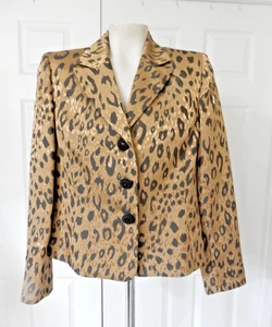 Blazer Talla 10P Le Suit Urbano-Escape Gato-Leopardo-Guepardo Cobre Dorado Metálico - Imagen 1 de 7