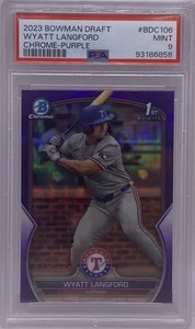 2023 Bowman Chrome Draft Wyatt Langford Purple Refractor #/250 PSA 9 1ST ROOKIE - Picture 1 of 2