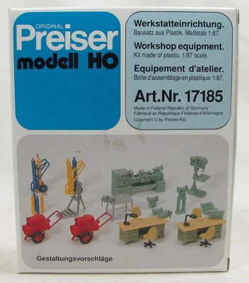 Preiser HO Scale 1/87 17185 Workshop Equipment Accessory Set Lathe Drill Desk - Image 1 of 4