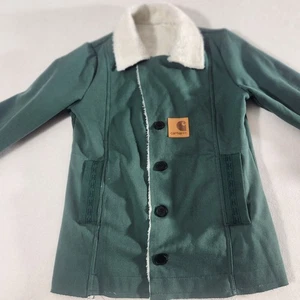 Carhartt GREEN Women's Jacket Size M Sherpa Faux Fur Lining With Pockets - Picture 1 of 8