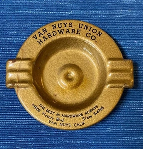 Vintage Advertising Metal Ashtray Van Nuys Union Hardware California 43B - Picture 1 of 2