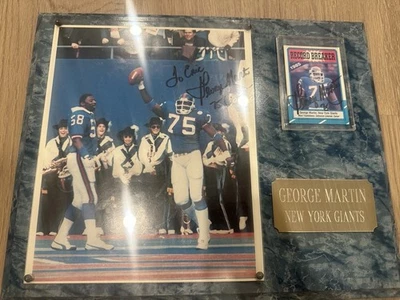 Tarjeta de fútbol americano de la NFL con dos autógrafos de George Martin New York Giants Foto 1 de 4