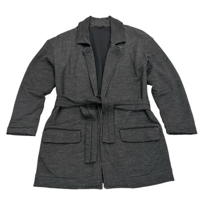 Abrigo sin asas Lululemon para mujer talla 4 negro jaspeado mezcla de lana abrigo con cinturón Foto 1 de 4