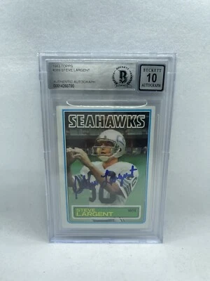 Steve Largent Signed 1983 Topps #389 Card Beckett Grade 10 Auto Seahawks HOF - Image 1 of 2