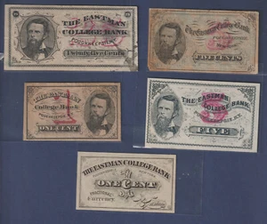 1870's Obsolete Fractional Currency, Eastman College Bank New York - Picture 1 of 2
