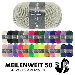 LANA GROSSA MEILENWEIT 50 g 4-fach Sockenwolle mit 80 % Schurwolle 210 m - Bild 1 von 42
