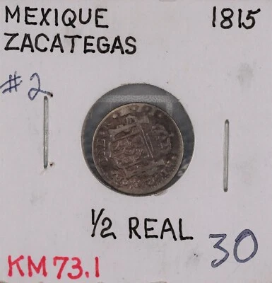 1815 Mo JJ Mexico 1/2 Real Silver Coin Spanish Colony #2 - Image 1 of 2
