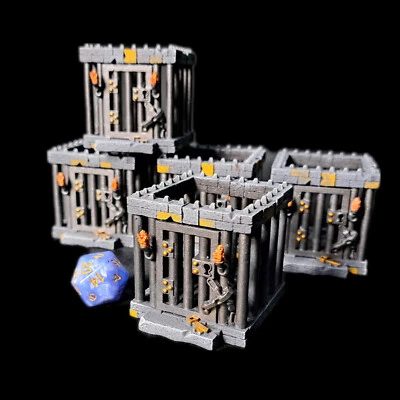 MYSTIC PIGEON GAMING Novelty open topped dice jail with burning torches for misbehaving dice