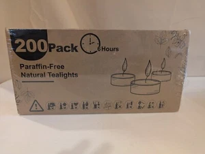 200er Pack Paraffinfreie Naturteelichter 6 Stunden Brenndauer - sauber & rauchfrei - Bild 1 von 2