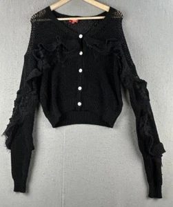 Y2K Damen Pullover Land Sweater Gr. S/M schwarz Spitze Mesh Whimsigoth - Bild 1 von 12