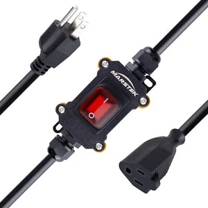 5Ft Heavy Duty Waterproof Extension Cord with On/Off SwitchInline Cord Switch... - Picture 1 of 4