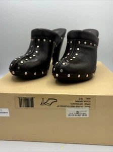 Vintage MICHAEL KORS CLOGS HIGH STUDDED SP PUMPS 40F5CLHM1L BROWN SIZE 5.0 NIB - Picture 1 of 7