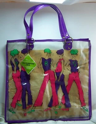  1962 Paris Go Go Girls Clear Plastic Tote Bag New Old Stock with Tags- Groovy - Image 1 of 4