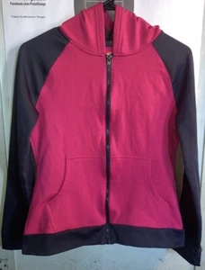 Hanes Sport Zip Up Hoodie Girls Size XL Charcoal Gray & Pink Zippered Sweater - Picture 1 of 5