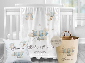 Babydecken SAFARI THEME Fleece personalisiert Schal, Kissen, Kinderzimmerkissen - Bild 1 von 2