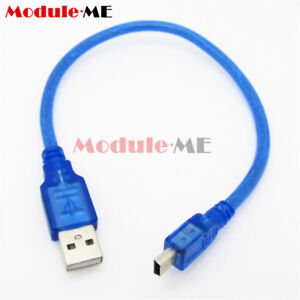 Blue Short USB 2.0 A Male to Mini 5 Pin B Data Charging Cable Cord Adapter