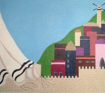 Jerusalem City Religious HP Handpainted Needlepoint Canvas WK - Image 1 of 2