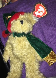 TY Beanie Babies Attic Treasures abeto 8" articulado Navidad sombrero y bufanda 1993 - Imagen 1 de 7