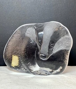 Vintage crystal glass badger by Mats Jonasson Royal Krona Sweden 10x11cm - Picture 1 of 9