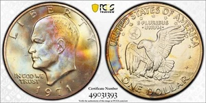 1971-S Silver Eisenhower Ike Dollar PCGS MS67 - Rainbow Toning - Picture 1 of 1