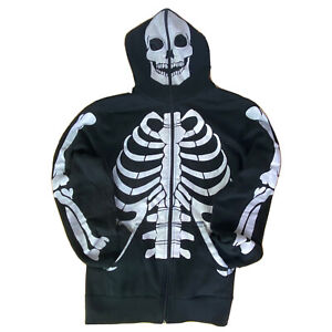 XXX Rude Skeleton Full Zip Large Unisex Skull Hoodie Halloween Jacket Pockets