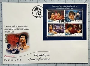 Central Africa 2018 (LARGE FDC) “45 Anniv Of Death, Bruce Lee” - Picture 1 of 1