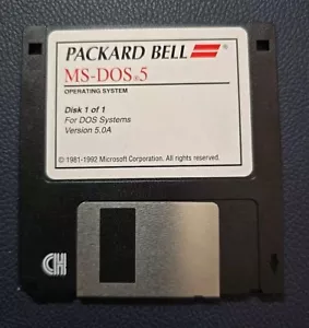 Vintage Software PACKARD BELL MS-DOS 5.0 Operating System - Floppy Disk - Picture 1 of 2