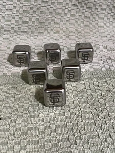 Engraved SF GIANTS Set of 6 Stainless Steel Metal Ice Cubes Whiskey Stones - Picture 1 of 3