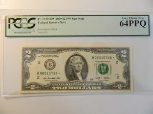 Fr#1939-B* 2009 *STAR* $2 FRN New York Rios-Geithner (SN:B00015788*) PCGS 64 - Picture 1 of 2