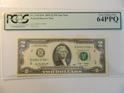 Fr#1939-B* 2009 *STAR* $2 FRN New York Rios-Geithner (SN:B00015788*) PCGS 64 - Image 1 of 2