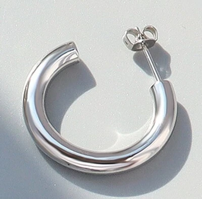 Mujer Niña Titanio Acero Inoxidable Dorado Plata Suave Media C Aro Pendiente Tachuela Foto 1 de 4