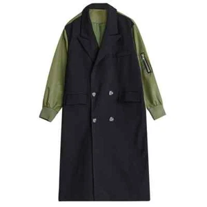 Ladies  Green Black  Street Edgy Bomber Trench Lightweight Mac Jacket Coat 14 16 - Picture 1 of 17