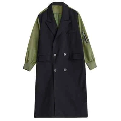 Ladies  Green Black  Street Edgy Bomber Trench Lightweight Mac Jacket Coat 14 16 - Image 1 of 4