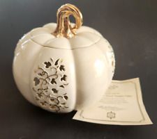 Lenox 2001 Fine Ivory China Pierced Pumpkin Votive Candle Holder *Mint