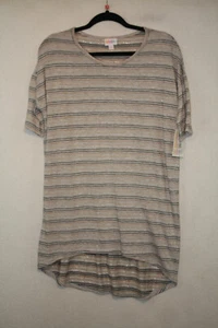 NUEVO CON ETIQUETAS Camiseta LuLaRoe Talla S Top Irma Multicolor con Rayas Metálicas Doradas Plateadas - Imagen 1 de 4