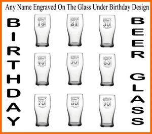 Personalised Birthday Design Pint Tulip Beer Glass 18 21 30 40 50 60 70 80 90 - Picture 1 of 11