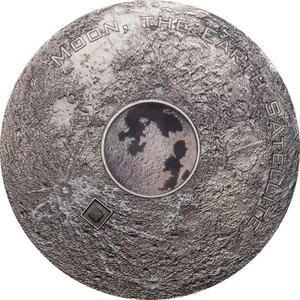 Islas Cook 2017, meteorito lunar Dhofar 1766, plata 3 oz, $20, satélite terrestre - Imagen 1 de 6