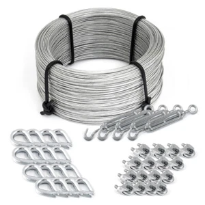 PV Drahtseil + Zubehör SET Ummantelung Stahlseil Ummantelt 1 2 3 4mm 5-200 Meter - Bild 1 von 9