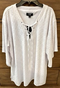 NWT Slim Factor By Investments White Eyelet Lined Beach Cover up  Sz L - Picture 1 of 8