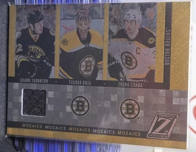 10-11 Panini Zenith Chara / Rask / Thornton Game Used Jersey Mozaics  - Image 1 of 3