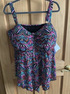 Camiseta de natación Tankini Fit 4u para mujer 24W D’s & E’s sombrilla estándar dobladillo en V nueva con etiquetas - Imagen 1 de 12