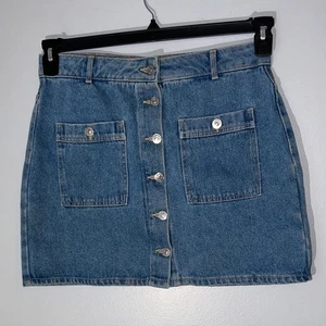 Pull&Bear Blue Denim Mini Skirt Y2K size L Europe (12 US) - Picture 1 of 7