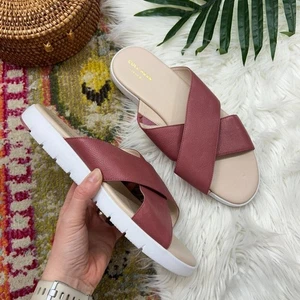 Cole Haan Pink Criss Cross Faux Leather Slip On Slide Zerogrand Sandal 10 - Picture 1 of 8