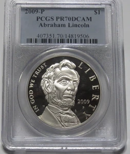 2009-P Abraham Lincoln Silver Dollar ($1) - PCGS PR70 DCAM - FREE SHIPPING - Picture 1 of 2