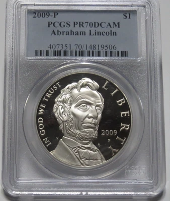 2009-P Abraham Lincoln Silver Dollar ($1) - PCGS PR70 DCAM - FREE SHIPPING - Image 1 of 2