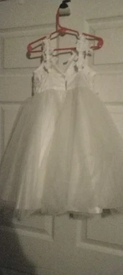 miama lace girls white fit and flare dress sz 5 pre-owned wedding, formal  - Image 1 of 4