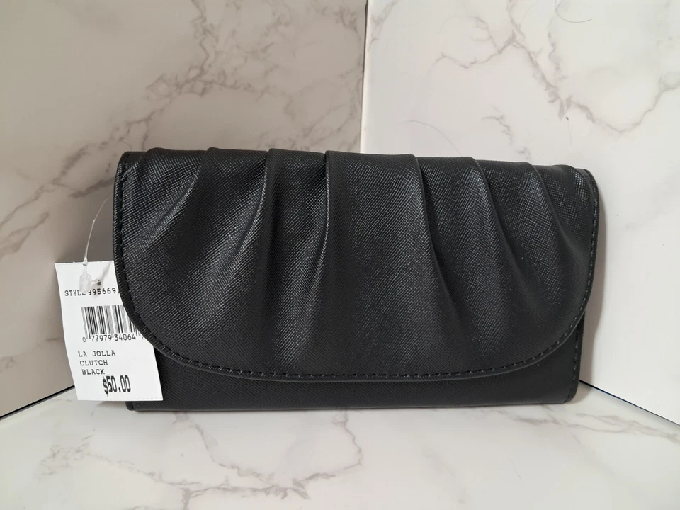 Kenneth Cole Reaction Black Wallet Organizer Clutch Faux Leather