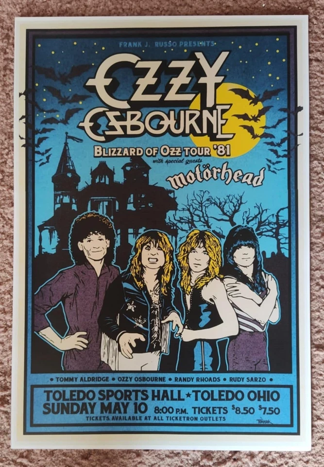 OZZY OSBOURNE Blizzard of Ozz Tour Poster. Perfect condition. REPRODUCTION - Image 1 of 1