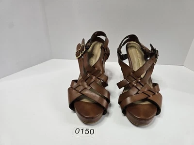 Sandalias de cuña chinas marrón lavandería talla 8 punta abierta Foto 1 de 4